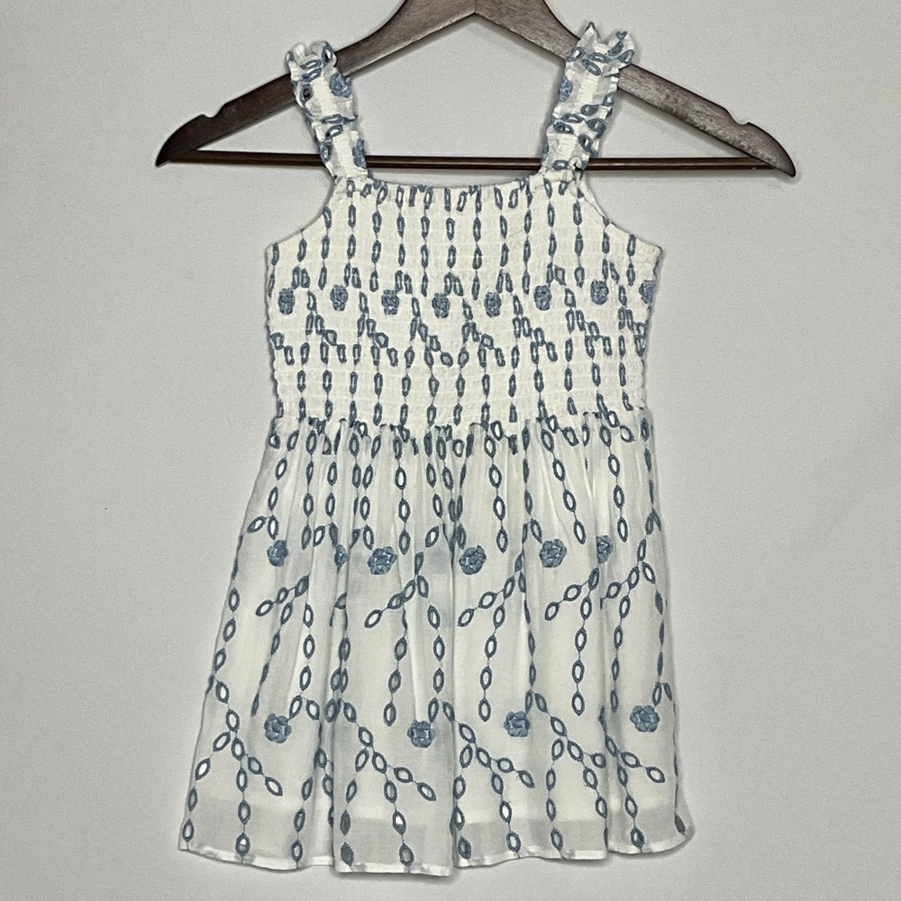 LoveShackFancy White and Blue Kids Dress